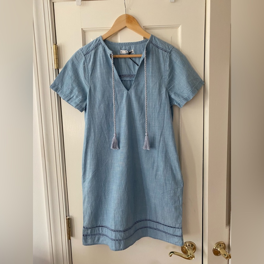 Mango Short Sleeve Linen Dress with Pockets